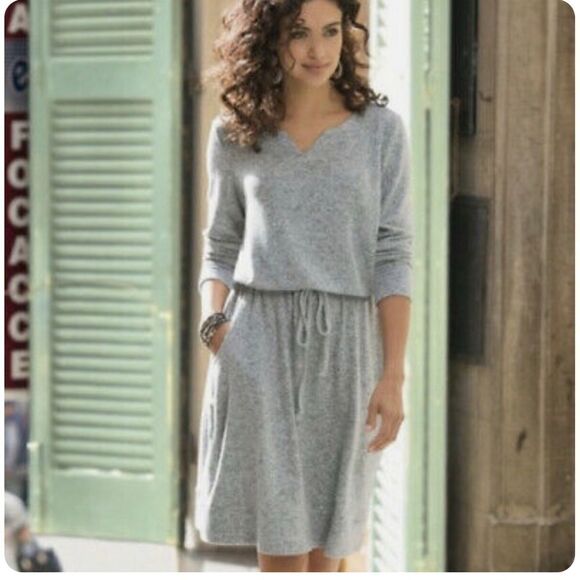 Soft Surroundings Easy Living drawstring waist gray sweater knit dress‎ - Picture 13 of 13
